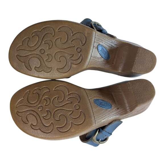 Born | Salina Sandals | Women's 10 | Blue Leather Slip-On Block Heel Adjustable - Picture 7 of 9